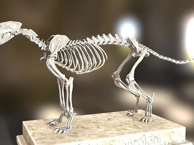 Detailed Animal Skeleton Display Featuring Anatomical Structure On Marble Base 3d model