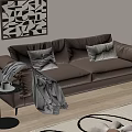 Leather double sofa with armrests 3d model