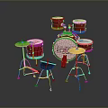 Complete Drum Set With Drums Cymbals Stool And Metal Stands Equipment