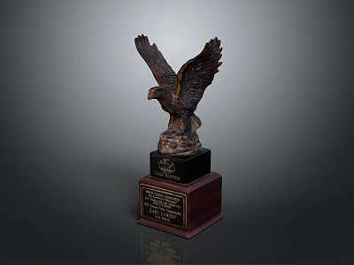 Majestic Eagle Statue With Black And Brown Base And Inscribed Plaque 3d model