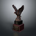 Majestic Eagle Statue With Black And Brown Base And Inscribed Plaque