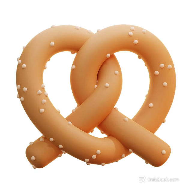 Golden Salted Pretzel With Twisted Shape Crunchy Texture And Savory Flavor 3d model 