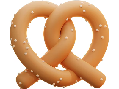 Golden Salted Pretzel With Twisted Shape Crunchy Texture And Savory Flavor 3d model