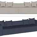 Modern Sectional Sofa With Vertical Tufted Design Light And Dark Colors Multiple Cushions 3d model