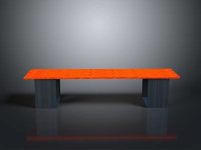 Elegant Modern Bench Design With Orange Top And Gray Legs 3d model