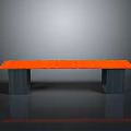 Elegant Modern Bench Design With Orange Top And Gray Legs