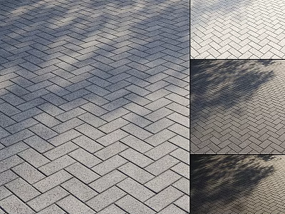 Herringbone Patterned Ground Surface With Interlocking Bricks And Natural Shadows 3d model