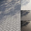Herringbone Patterned Ground Surface With Interlocking Bricks And Natural Shadows