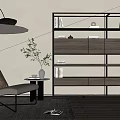 Modern Bookcase Design With Wood Metal Open Shelves Storage Floor Lamp And Cozy Chair