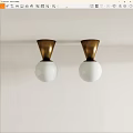 Modern Ceiling Lights With Golden Base And White Spherical Shade For Home Decor 3d model