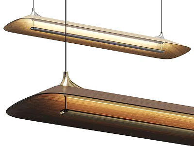 Modern Linear Pendant Lights With Wooden And Metal Design For Warm Contemporary Interior Lighting 3d model