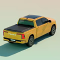 Stylish Yellow Pickup Truck With Modern Design Black Roof And LED Headlights