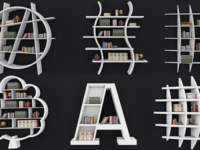 Modern bookshelf bookcase bookshelf combination model