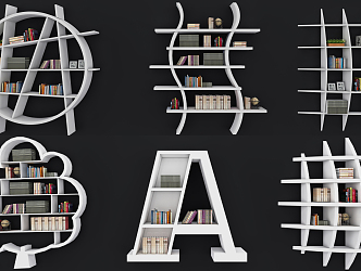 Modern bookshelf bookcase bookshelf combination 3d model