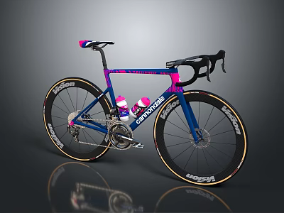 Canyon Road Bicycle With Blue And Pink Frame Schwalbe Wheels And Water Bottle Cage 3d model