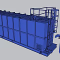 Large Blue Industrial Storage Tank With Metal Structure Ladder And Pipes