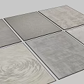 Square Rugs with Diverse Textured Patterns in Neutral Gray and White Tones 3d model