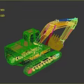 Yellow Crawler Excavator With Front Bucket And Construction Cab Design 3d model