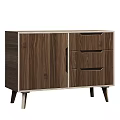Modern Entryway Cabinet Sideboard With Dark Walnut Wood Design Drawers And Slim Legs