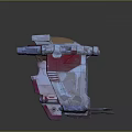 Futuristic Space Exploration Vehicle With Multiple Thrusters Red Gray Design And Transparent Cockpit