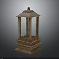 Traditional Wooden Pavilion Building With Multi Tiered Base And Roofed Top