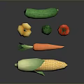 Colorful Fresh Vegetables Including Corn Carrot Tomato Broccoli Cucumber And Yellow Bell Pepper