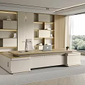 Light Luxury Modern Executive Office Desk With Side Storage Cabinets For Spacious Bright Comfortable Workspace
