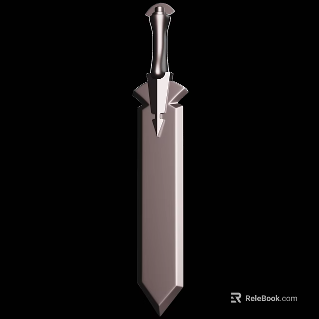 Sharp Metal Sword Blade With Decorative Top And Polished Finish Design 3d model 