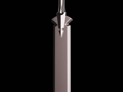 Sharp Metal Sword Blade With Decorative Top And Polished Finish Design 3d model