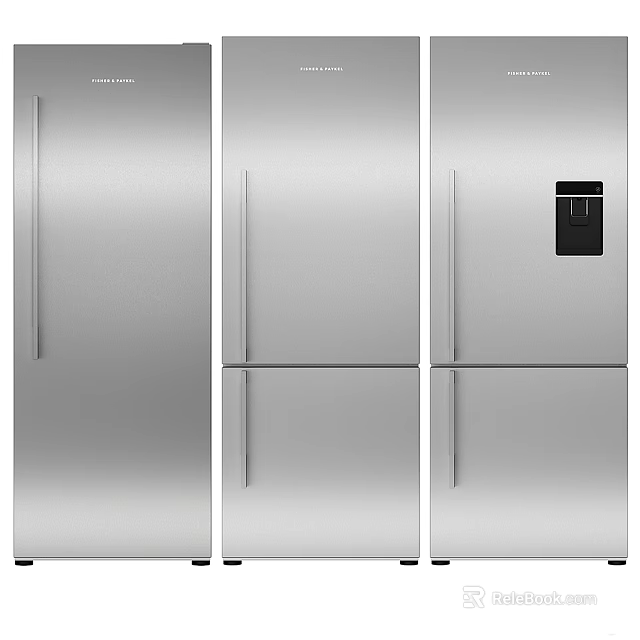Silver Fridge Freezers With Single And Double Door Styles And Digital 3d model 