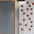 Modern Wall Decor With Hexagonal Polka Dot And Striped Patterns In Gray Red White Blue 3d model