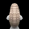 Game Movie Character 3D Model With Long Blonde Curly Hair Upper Body In Black Background