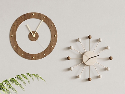 Quiet wind watch wall clock Nordic wind wall clock wall decoration 3d model