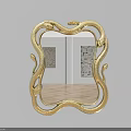 Golden Snake Frame Mirror Wall Mounted In Interior With Reflected Decor Art And Wood Floor