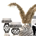 Decorative Ornament Set With Feather Decor Vases Picture Frame Sculpture And Books