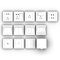 White Electrical Switch Panels With Various Socket And Switch Designs For Home Use 3d model