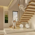 Modern Living and Dining Area with Curved Sofa Area Rug Pendant Lights and Dining Table