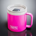 YETI Pink Insulated Mug With White Push Button Lid And Handle 3d model