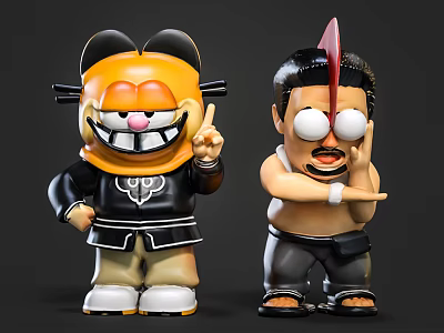 Collectible Cartoon Figurine Ornament Set With Exaggerated Expressions And Diverse Poses 3d model