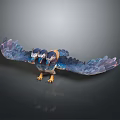 Game Movie Fantasy Eagle Like Character With Blue Purple Feathers Spread Wings Yellow Claws