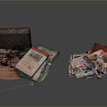 Vintage Open Storage Boxes Filled With Magazines Newspapers And Camera Items 3d model