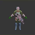 Game Movie Character In Futuristic White Blue Armor With Mechanical Design And Weapon
