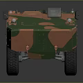 Military Armored Vehicle With Camouflage Pattern 6x6 Wheel Design And Roof Mounted Gear