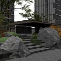 High Rise Residential Complex Planning With Central Courtyard And Entrance Area