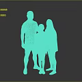 Group of Three People Standing Together in Casual Clothing with Gray Background