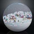 Decorative Ornament Set With Transparent Sphere Snow Scene Small Houses And Snowmen