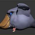 3D Low Poly Fantasy Creature Character With Gray Ears Bird Like Beak And Blue Eyes