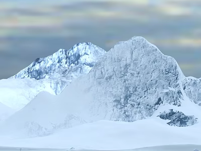 Garden Landscape Design With Snowy Mountains And Ice Elements In Winter 3d model