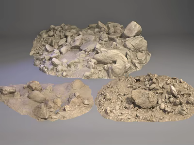 Natural Stone and Wood Piles Featuring Textured Surfaces and Earthy Tones 3d model
