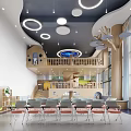 Spacious Kindergarten Interior With Two Story Play Area Slide And Starry Ceiling 3d model